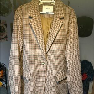 American Eagle Outfitters Women's Plaid Blazer - Brown
